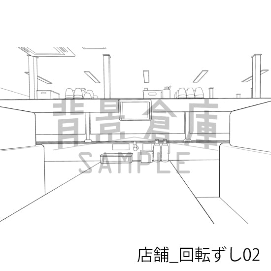 店舗_背景素材集32（回転ずし）_トーン