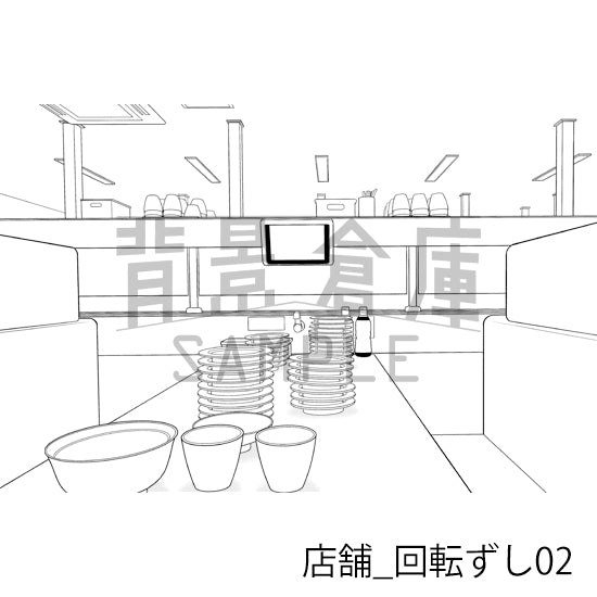 店舗_回転ずし02_トーン