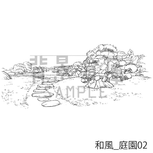 和風_庭園02_トーン
