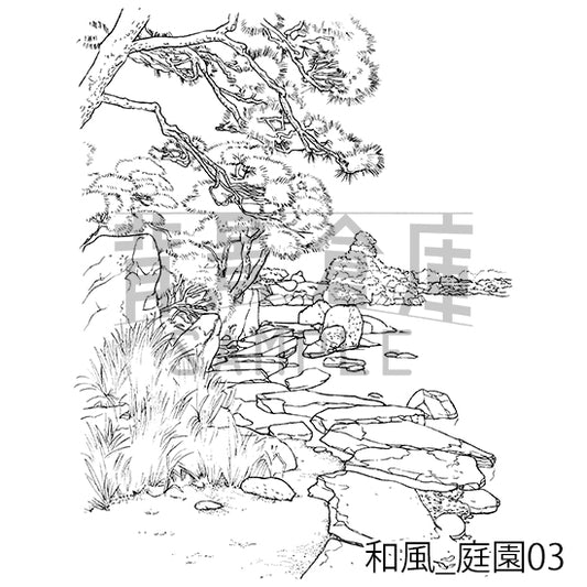和風_庭園03_トーン