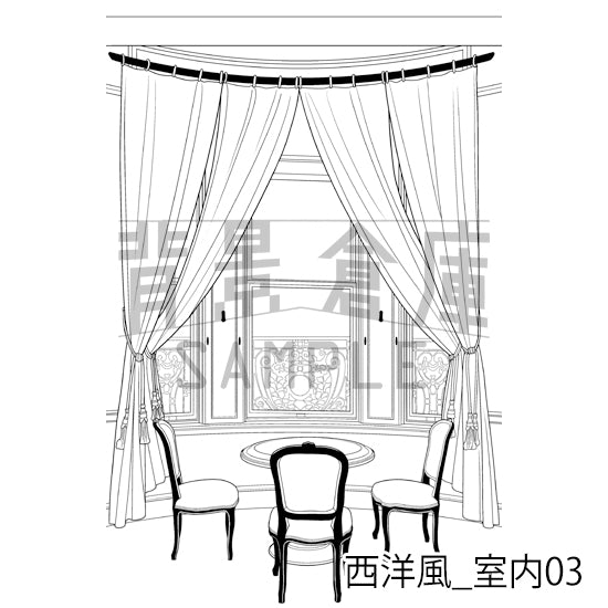 西洋風_室内03_トーン