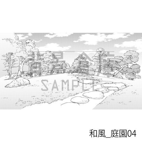 和風_庭園04_トーン