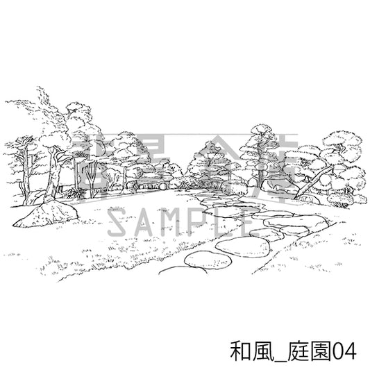 和風_庭園04_トーン