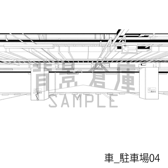 車_駐車場04_トーン