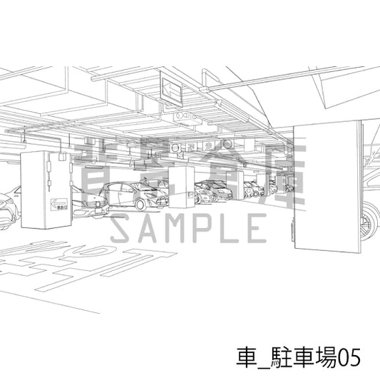 車_駐車場05_トーン