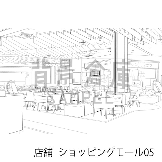 店舗_背景素材集35(ショッピングモール)_トーン