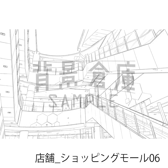 店舗_背景素材集35(ショッピングモール)_トーン