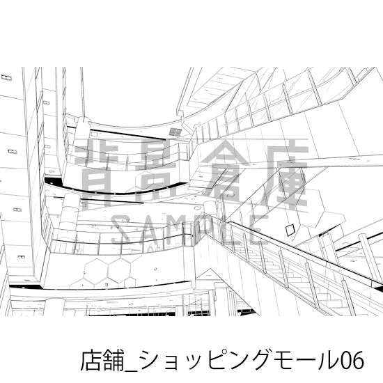 店舗_背景素材集35(ショッピングモール)_トーン