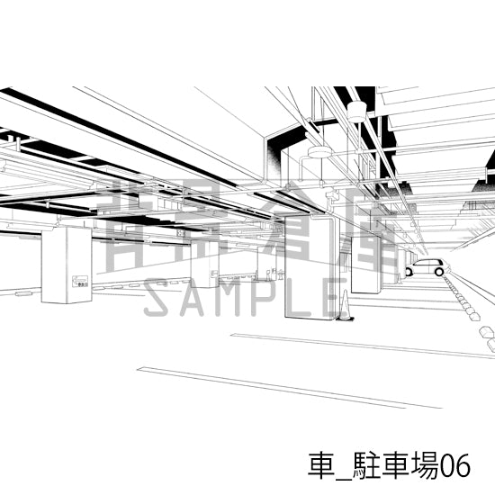 車_背景素材集8(駐車場)_トーン
