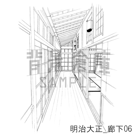 明治大正_背景素材集2(廊下)_トーン