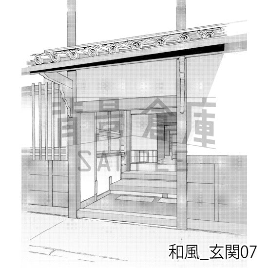 和風_玄関07_トーン