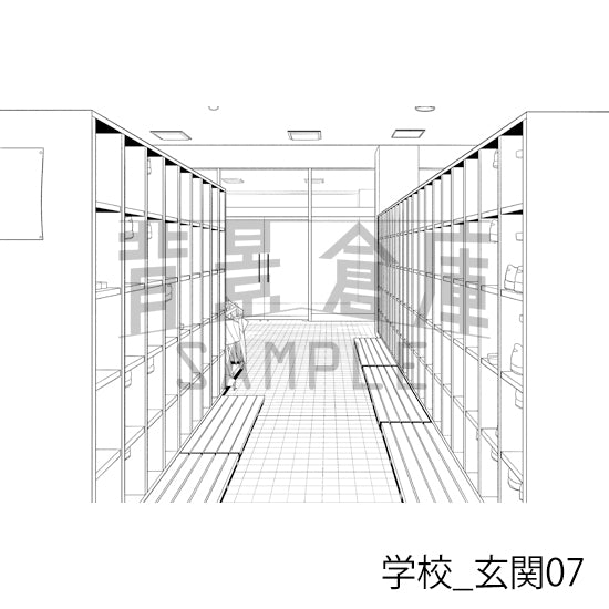 学校_玄関07_トーン