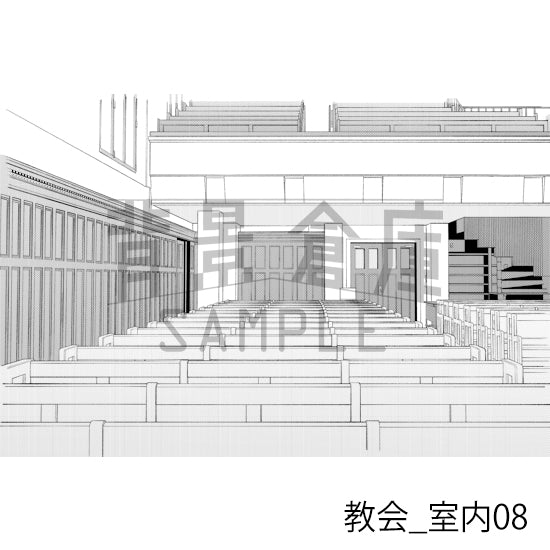 教会_背景素材集1（室内）_トーン