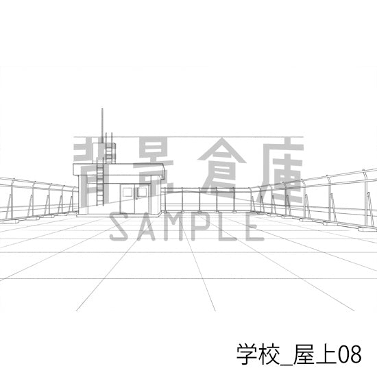 学校_背景素材集45（屋上）_トーン