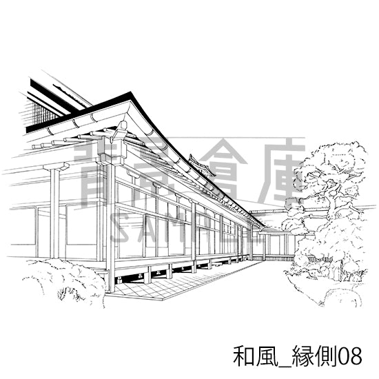 和風_縁側08_トーン