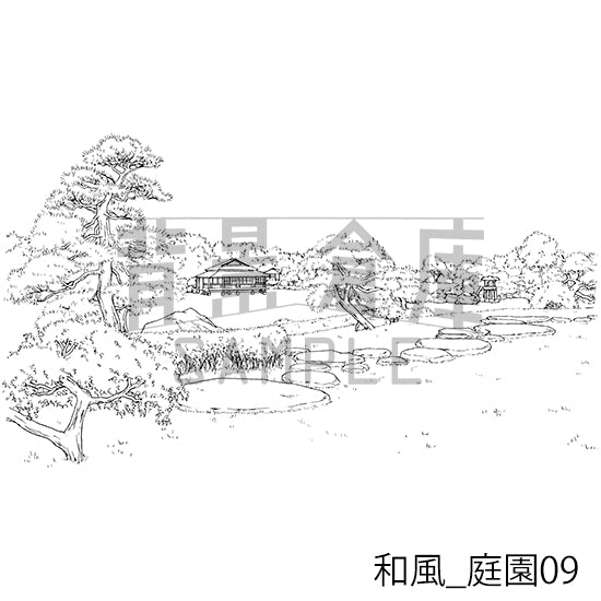 和風_庭園09_トーン