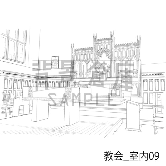 教会_背景素材集1(室内)_トーン