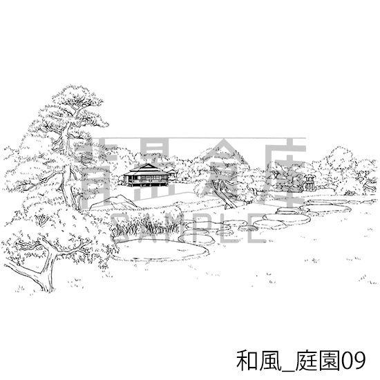 和風_庭園09_トーン