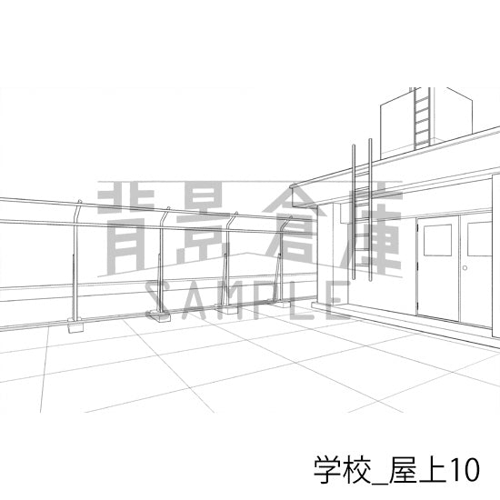 学校_背景素材集45（屋上）_トーン