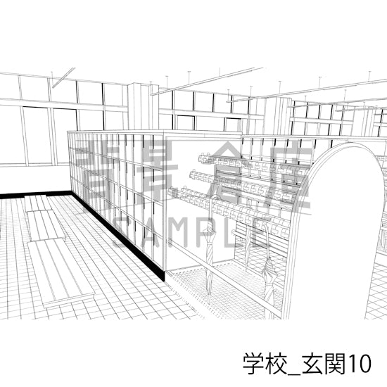 学校_背景素材集39(玄関)_トーン