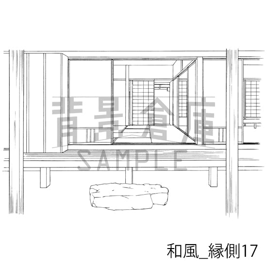 和風_背景素材集24(縁側)_トーン