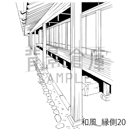和風_背景素材集24(縁側)_トーン