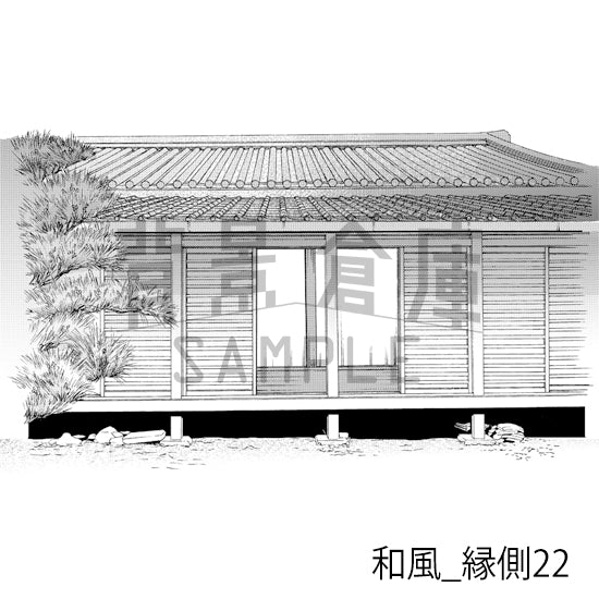 和風_背景素材集24(縁側)_トーン