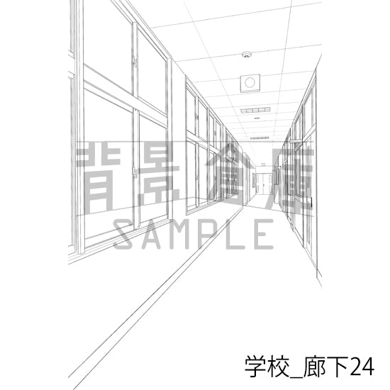 学校_廊下24_トーン