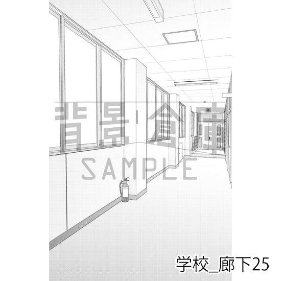 学校_廊下25_トーン