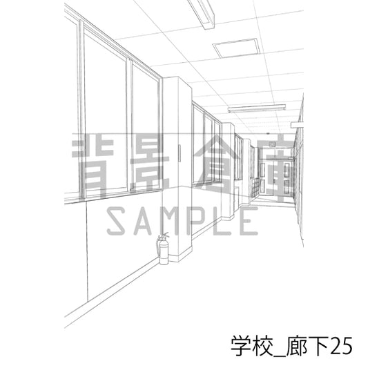 学校_廊下25_トーン