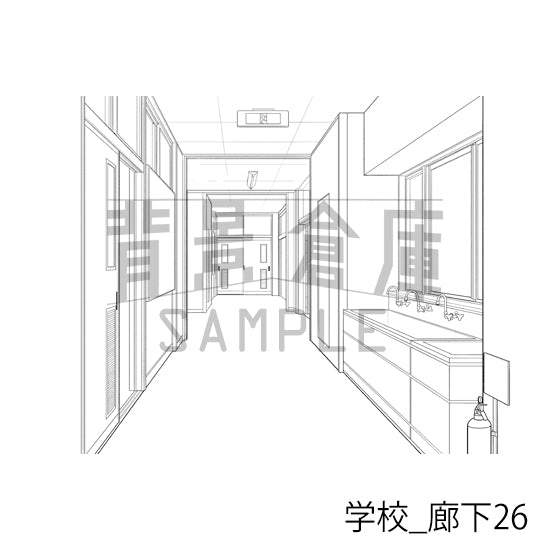 学校_廊下26_トーン