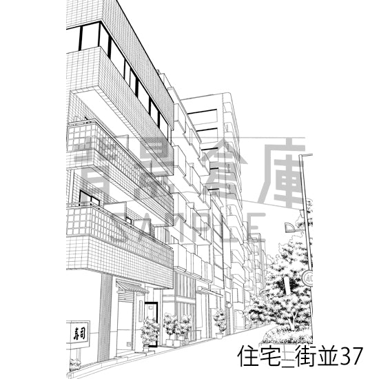 住宅_背景素材集24（街並）_トーン