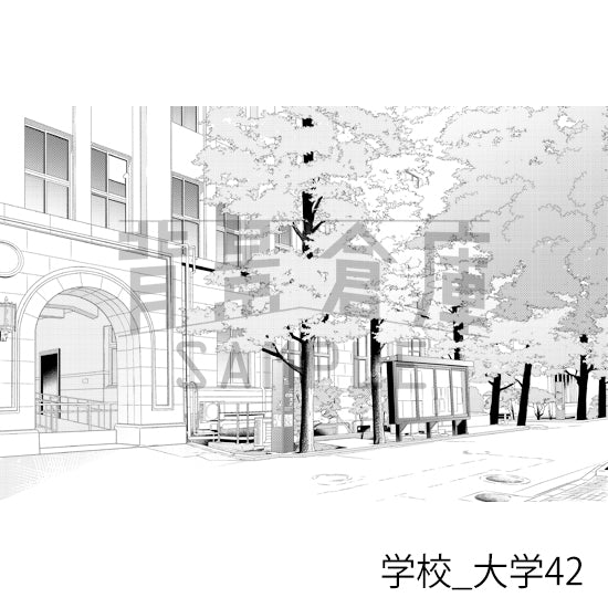 学校_背景素材集48（大学）_トーン