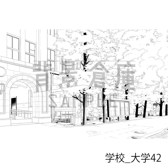 学校_背景素材集48(大学)_トーン