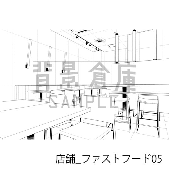 店舗_ファストフード05_トーン