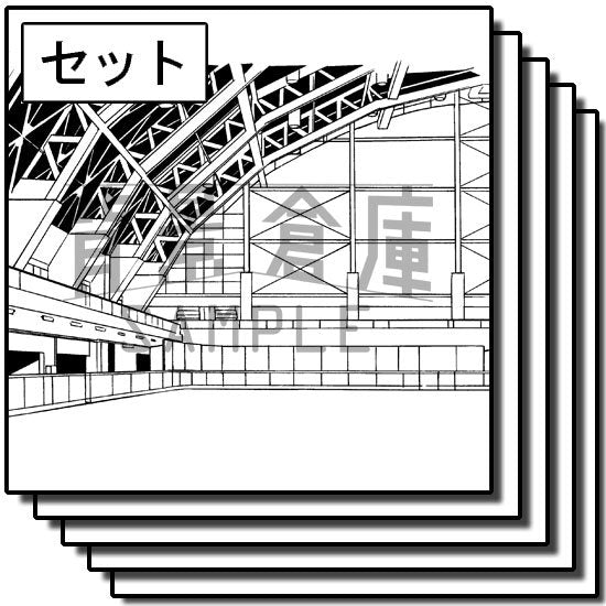 アミューズメント施設のスケート場セットです。（10枚組）