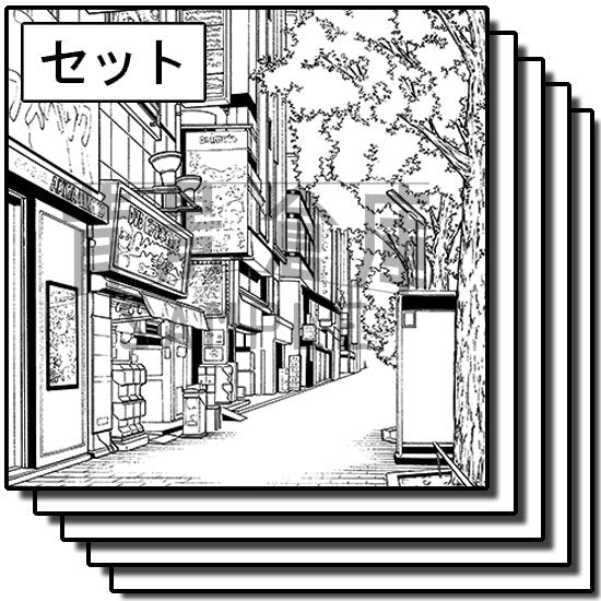 繁華街の街並を収録したセットです。(8枚組)