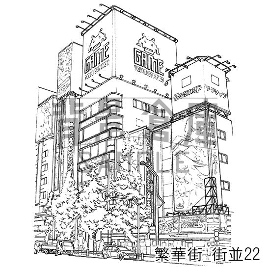 繁華街_セット4(街並)