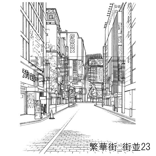 繁華街_セット4(街並)
