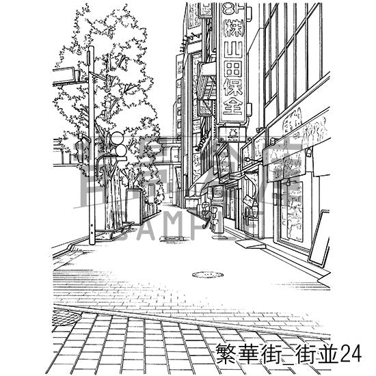 繁華街_セット4(街並)