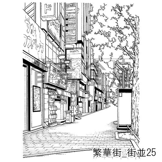 繁華街_セット4(街並)