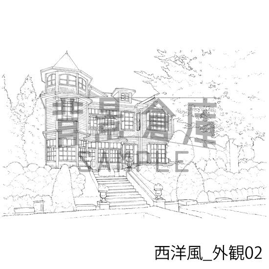 西洋風_セット5(外観 室内 墓地)