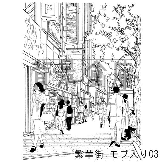 繁華街_セット5(モブ入り)