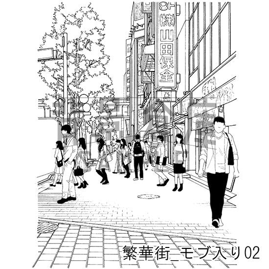 繁華街_セット5(モブ入り)