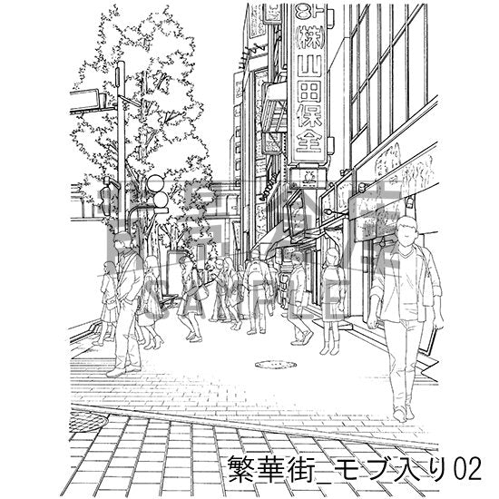 繁華街_セット5(モブ入り)