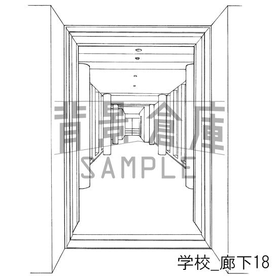 学校の廊下の背景です。