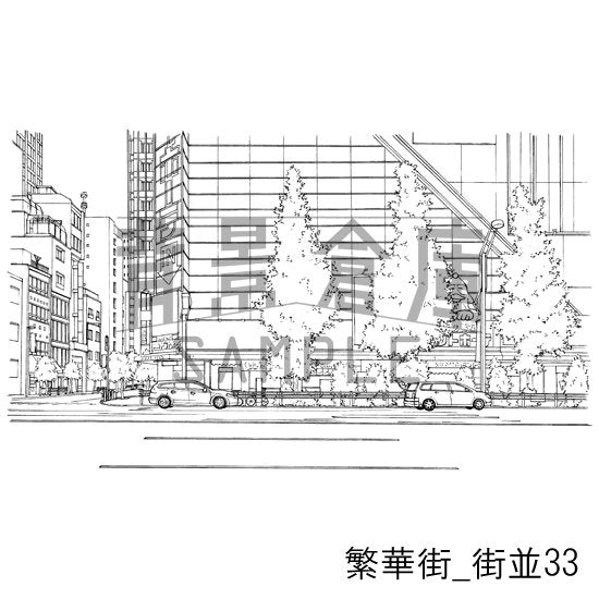 繁華街の街並の背景です。