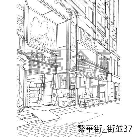 繁華街_セット6(街並)