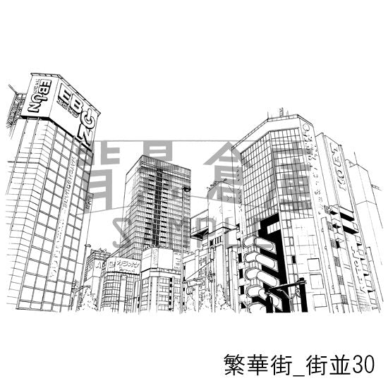 繁華街_セット6(街並)