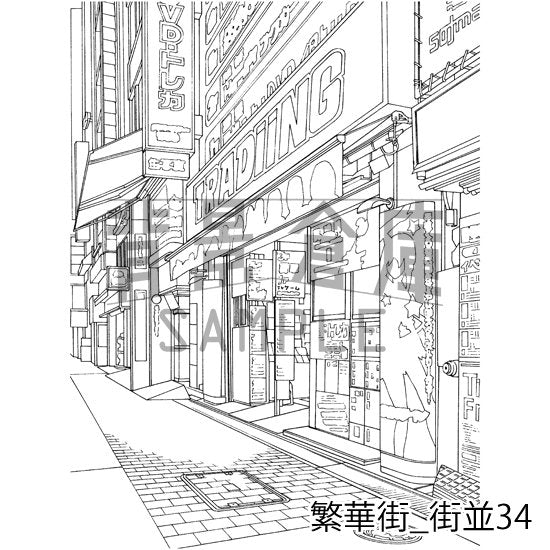 繁華街_セット6(街並)